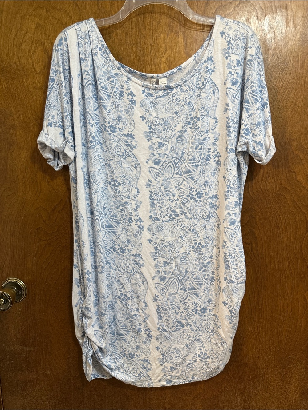 Cato Blue Floral Print Short Sleeve Top